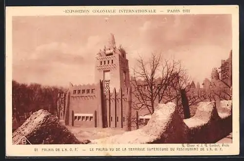 AK Paris, Exposition coloniale internationale 1931, Le Palais vu de la terrasse Superieure du Restaurant de la O.F.