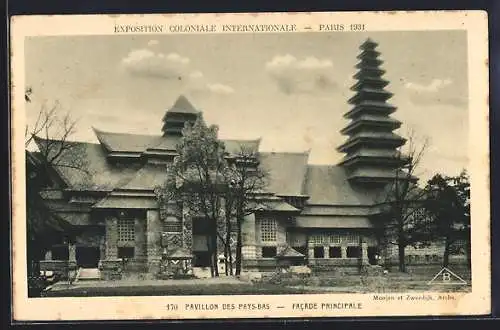 AK Paris, Exposition coloniale internationale 1931, Pavillon des Pays-Bas, Facade Principale