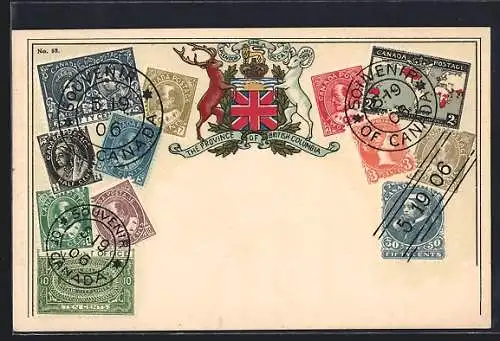 AK Briefmarken und Wappen Canada, British Columbia, Krone