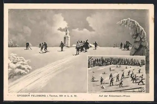 AK Feldberg / Taunus, Skipartie hinunter zur Krätenbach-Wiese