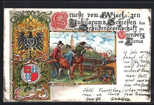 Lithographie Kronberg, 500 jähriges Jubiläumsschiessen der Schützengesellschaft zu Kronberg