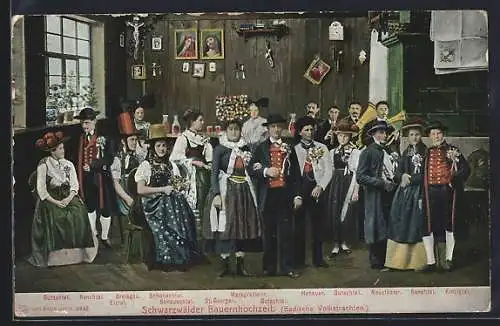 AK Schwarzwälder Bauernhochzeit, Badische Volkstrachten, St. Georgen, Hanauer, Neustädter