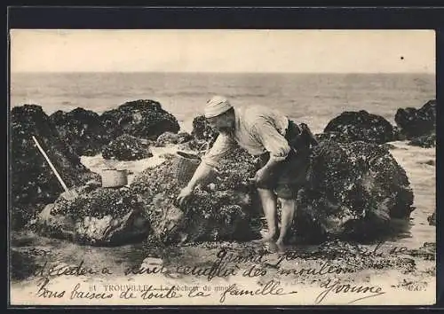 AK Trouville, Le pecheur de moules, Muscheln