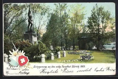 AK Zürich, Eidgenössisches Turnfest 1903, Denkmal