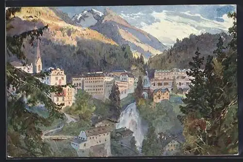 Künstler-AK Edward Harrison Compton: Bad Gastein, Hauptansicht der Ortschaft
