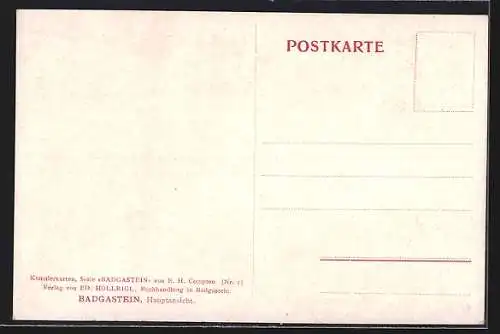 Künstler-AK Edward Harrison Compton: Bad Gastein, Hauptansicht der Ortschaft