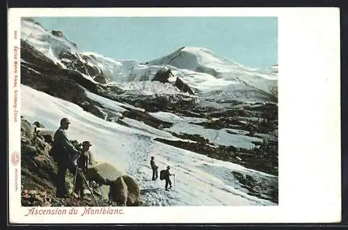 AK Ascension du Montblanc, Bergsteiger geniessen die Aussicht