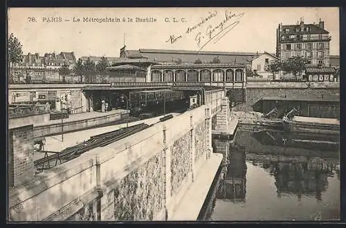 AK Paris, Le Métropolitain à la Bastille, U-Bahn