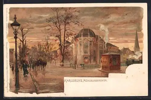 Lithographie Karlsruhe, Partie am Mühlburgertor