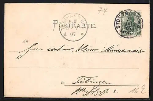 AK Tübingen, Flösser auf Fluss, Forstwirtschaft