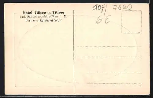 Präge-AK Titisee /Schwarzwald, Ortsansicht mit Hotel Titisee von Reinhard Wolf