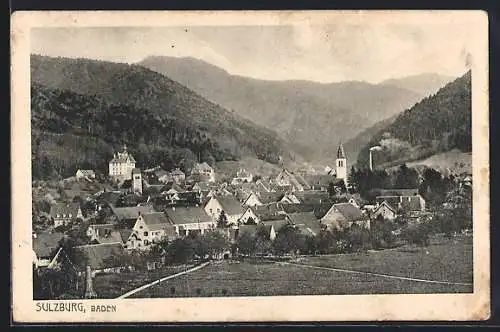 AK Sulzburg, Gesamtansicht mit bewaldeten Hügeln