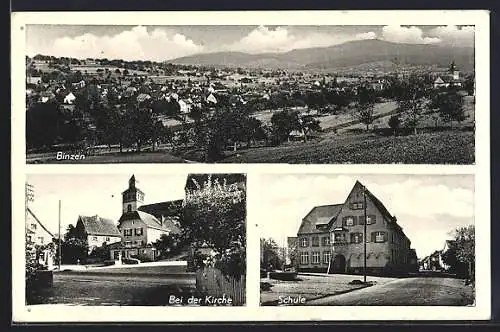 AK Binzen / Baden, Totalansicht, Kirche, Schule