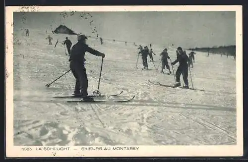 AK La Schlucht, skieurs au Montabey