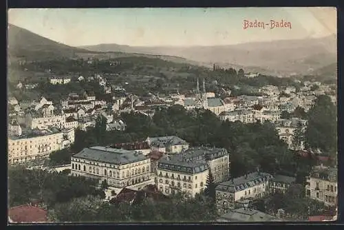 AK Baden-Baden, Blick über den Ort