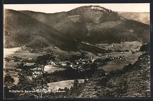 AK Mitteltal / Baiersbronn, Ortsansicht von einem Hügel aus