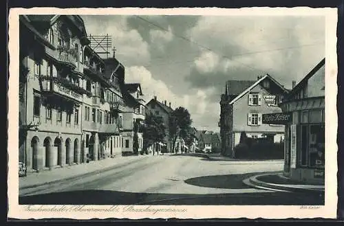 AK Freudenstadt / Schwarzwald, Strassburgerstrasse am Hotel Kurhaus Rappen