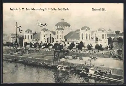 AK Düsseldorf, Festhalle der 55. General-Versammlung der Katholiken Deutschlands 1908