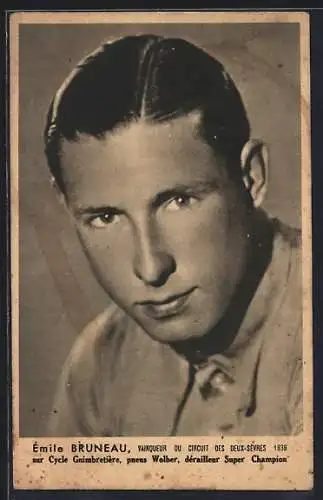 AK Émile Bruneau, Vainqueur du Circuit des Deux-Sèvres 1939, Radrennfahrer Velo Fahrrad