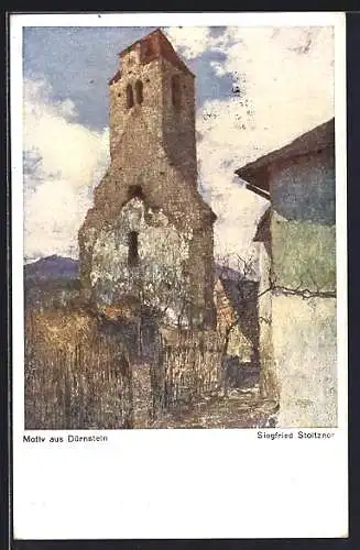 Künstler-AK Siegfried Stoitzner: Dürnstein, Kirchenruine