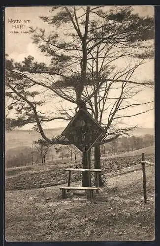 AK Hart, Ortspartie mit Rotem Kreuz