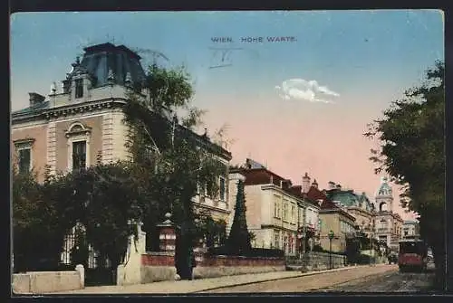 AK Wien, Hohe Warte mit Strassenbahn