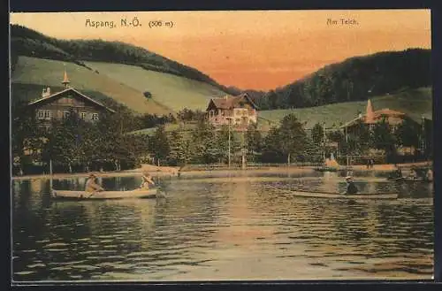 AK Aspang, Partie am Teich mit Ruderboot
