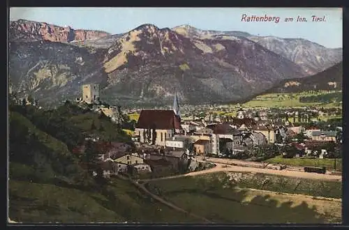 AK Rattenberg am Inn, Teilansicht mit Kirche