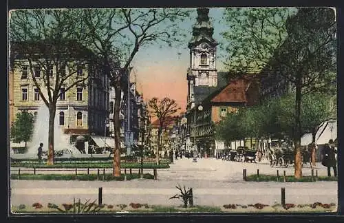 AK Graz, Bismarckplatz mit Fontäne