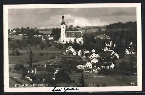 AK St. Marein am Pickelbach, Ortsansicht mit Kirche