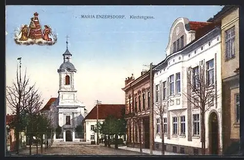 AK Maria Enzersdorf, Kirchengasse mit Kirche