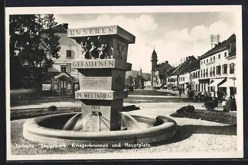 AK Leibnitz, Kriegerbrunnen und Hauptplatz, Geschäfte