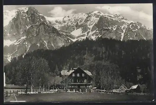 AK Ramsau bei Schladming, Hotel Pension Ramsau-Hof, Berge im Hintergrund