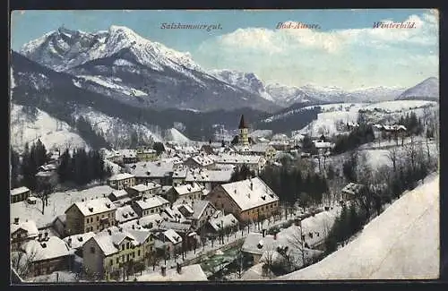 AK Bad Aussee, Blick auf die Stadt im Winter