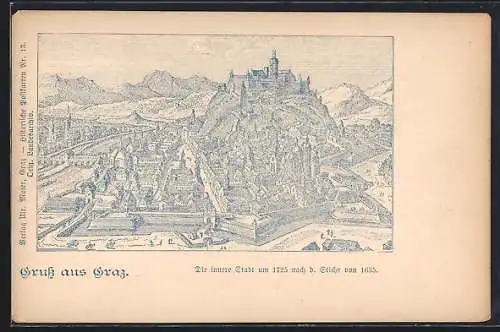 Künstler-AK Graz, Innere Stadt um 1725