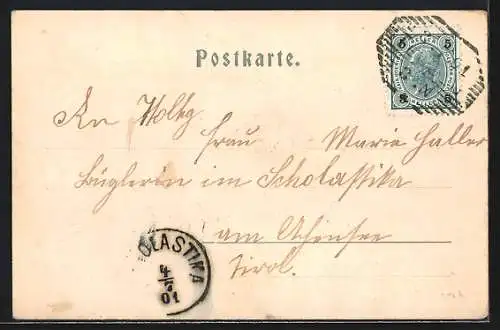 AK Leoben, Panorama mit Fluss, Kirchen