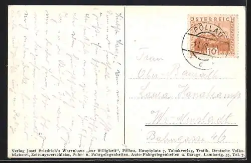 AK Pöllau, Gesamtansicht mit Rabenwald aus der Vogelschau