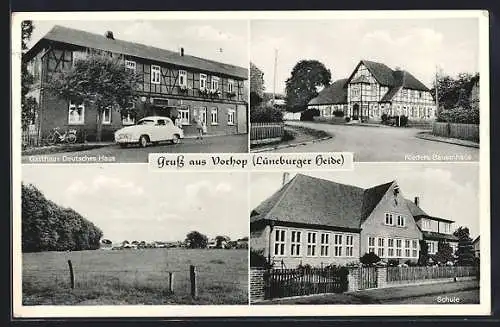 AK Vorhop /Lüneburger Heide, Gasthaus Deutsches Haus, Schule