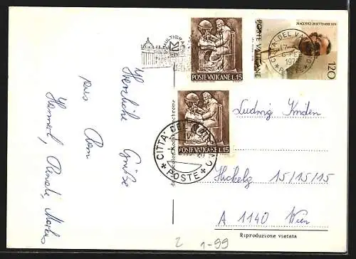 AK Rom, Papst Johannes Paul II. und Schweizer Gardist in Uniform