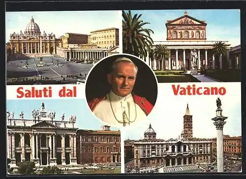 AK Vaticano, Portrait Papst Johannes Paul II., Dom, Petersplatz