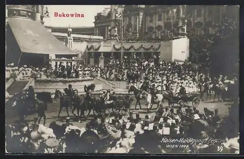 AK Wien, Szene vom Kaiserhuldigungs-Festzug 1908