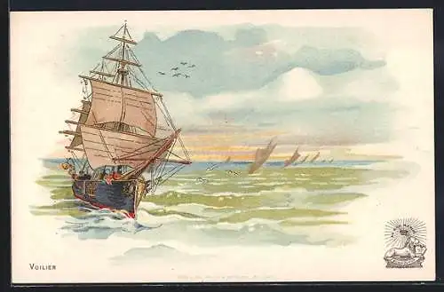 AK Voilier, Segelschiff in Fahrt