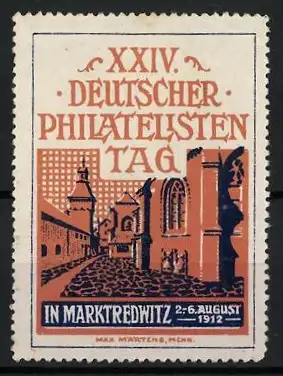 Reklamemarke Marktredwitz, XXIV. Deutscher Philatelistentag, Stadtansicht, 1912