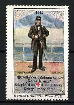 Reklamemarke 1914, Offizielle Verkaufsmarke Rotes Kreuz, Österr. Admiral Tegethoff