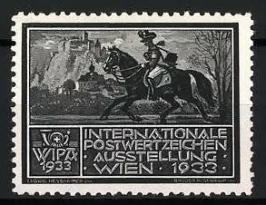 Reklamemarke Wien, Internationale Postwertzeichen Ausstellung 1933, Reiter auf Pferd