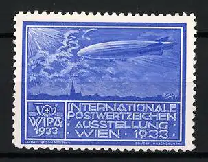 Reklamemarke Wien, Internationale Postwertzeichen-Ausstellung 1933, Zeppelin über Stadtansicht