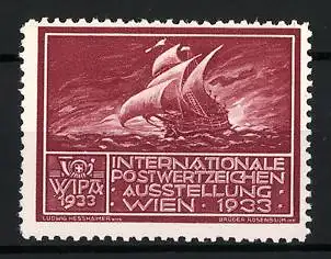 Reklamemarke Wien, Internationale Postwertzeichen-Ausstellung 1933, Segelschiff