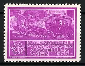 Reklamemarke Wien, Internationale Postwertzeichen-Ausstellung 1933, Pferdekutsche und Stadttor