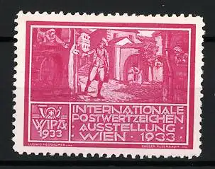 Reklamemarke Wien, Internationale Postwertzeichen-Ausstellung, WIPA 1933, historische Szene