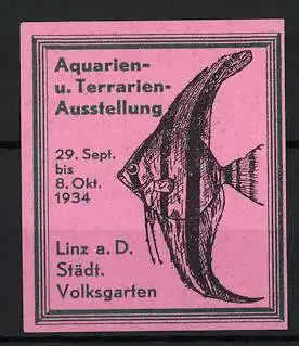 Reklamemarke Linz, Aquarien- u. Terrarien-Ausstellung 1934, Fischmotiv